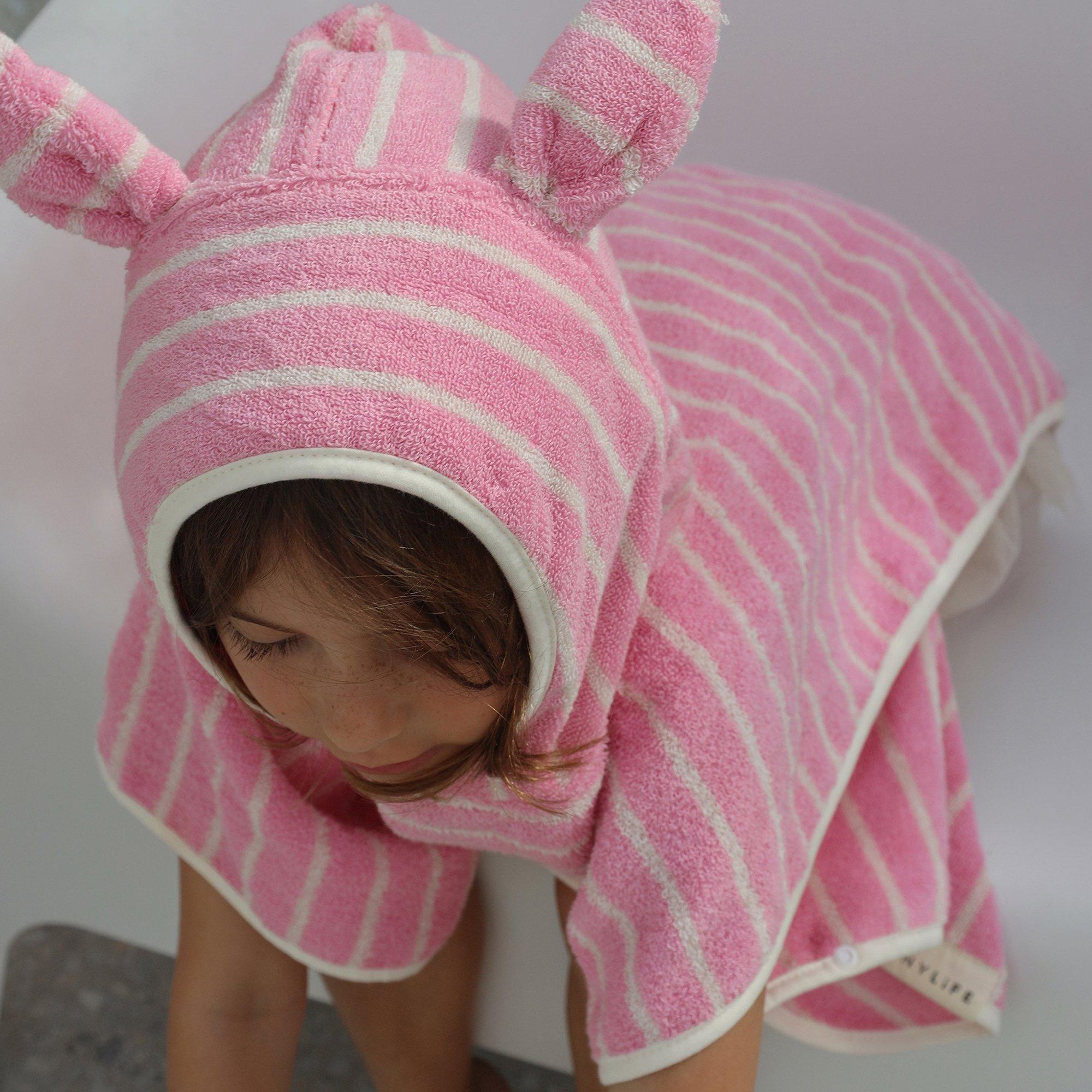 Character Hooded Towel: Cotton Candy - Pink Stripe image number 3