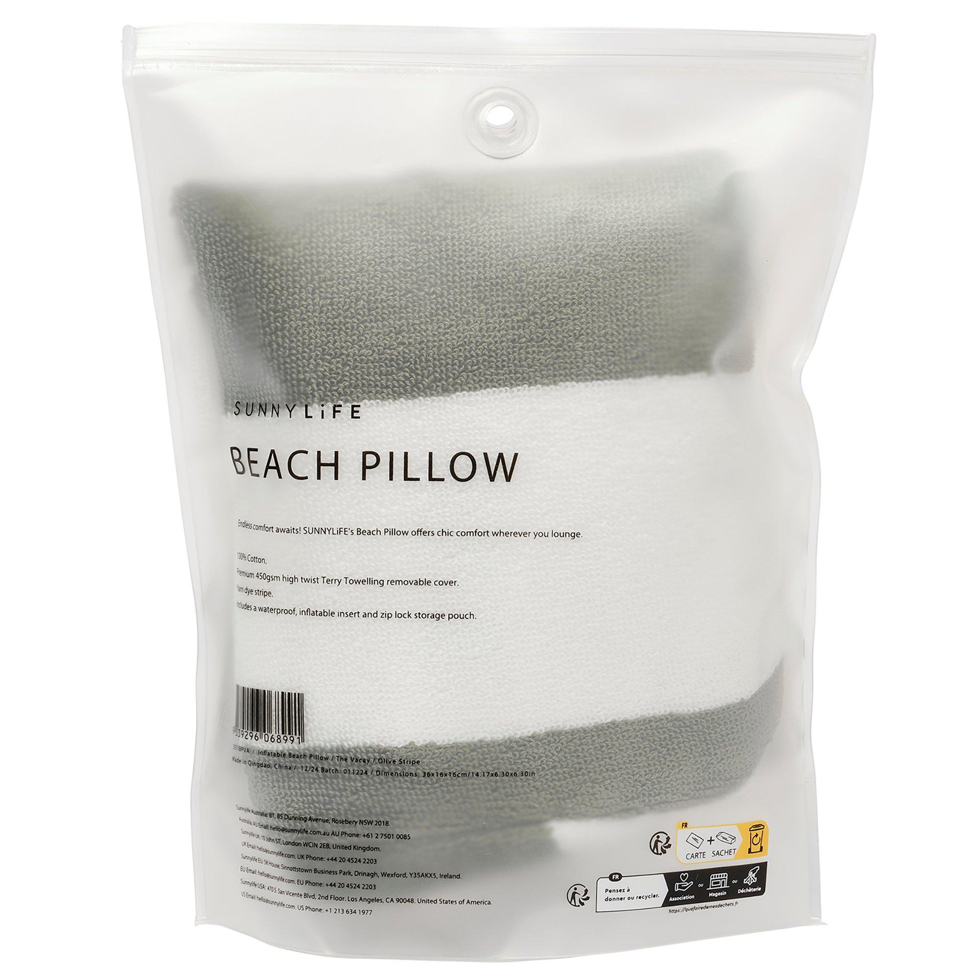 Inflatable Beach Pillow: Vacay Olive Stripe image number 2