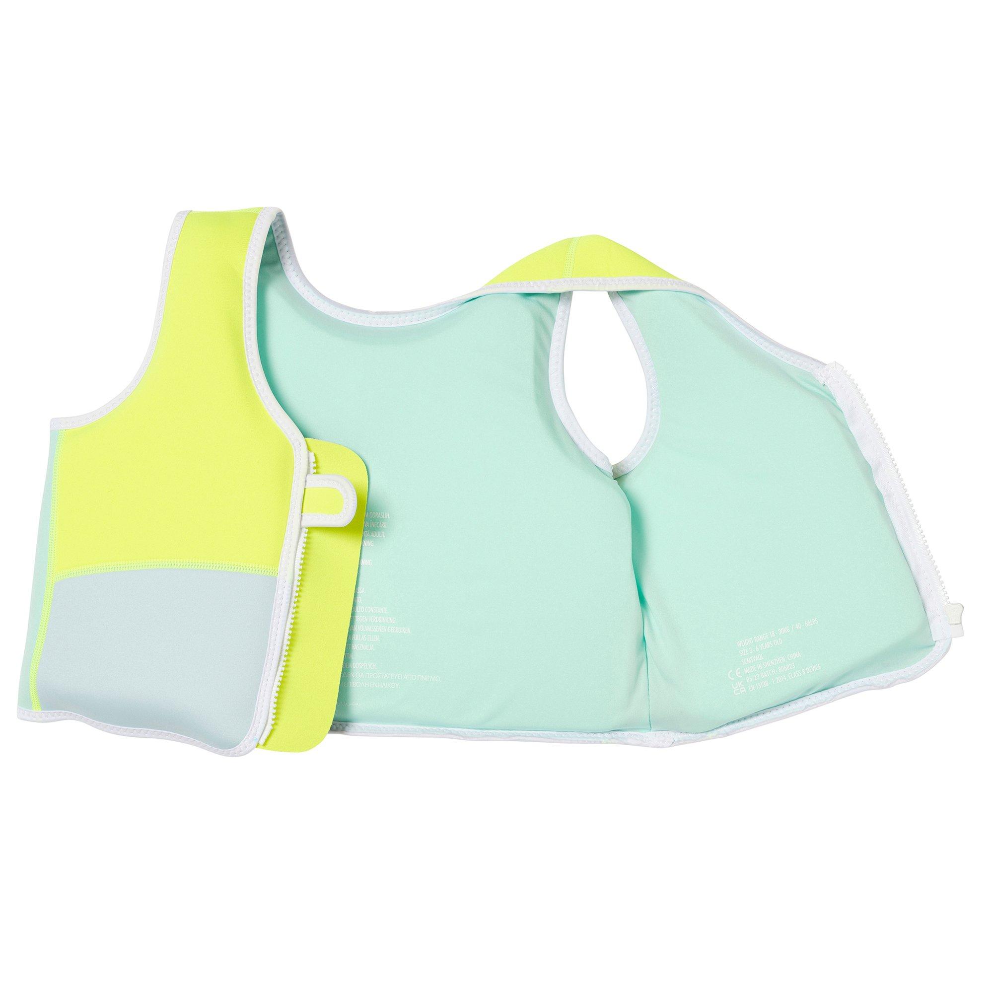 Kids Swim Vest: Aqua Neon Yellow (Age 3-6) image number 2