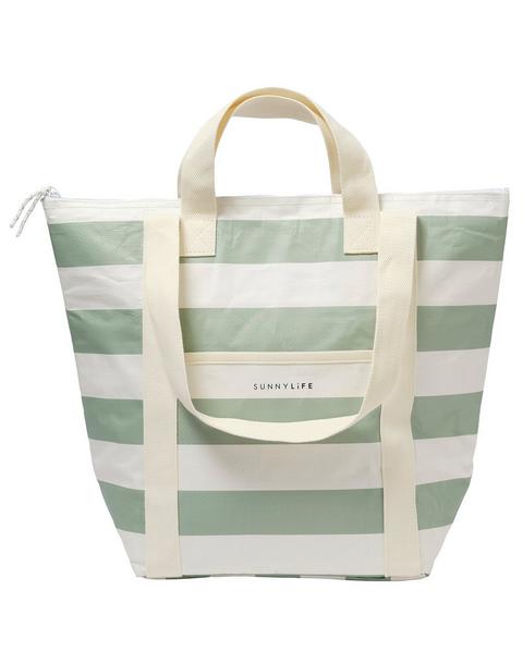 Light Cooler: Tote - La Palma Sage Stripe