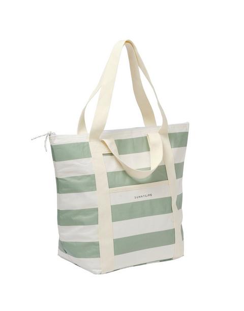 Light Cooler: Tote - La Palma Sage Stripe