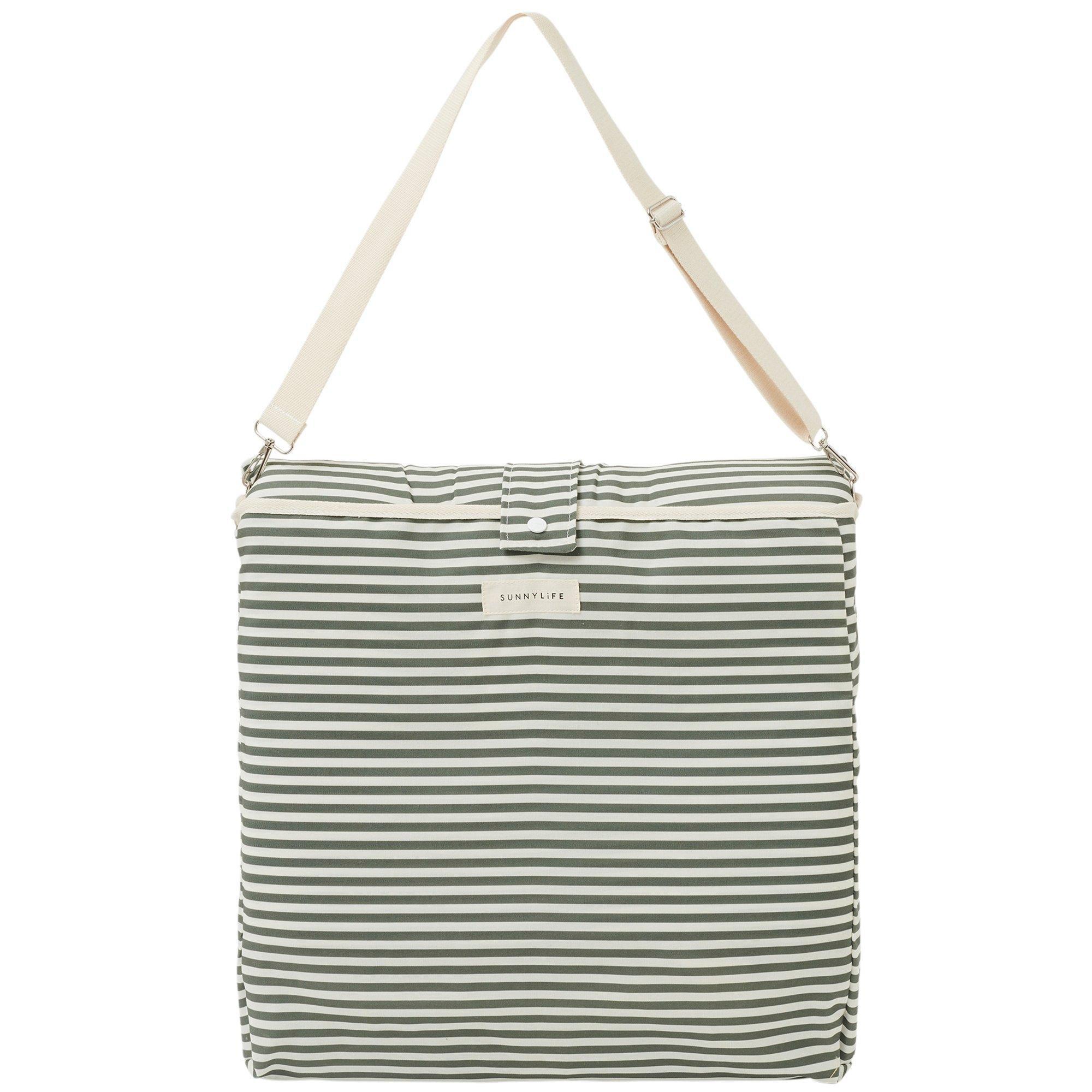 Reclining Beach Chair: Vacay Olive Stripe image number 1