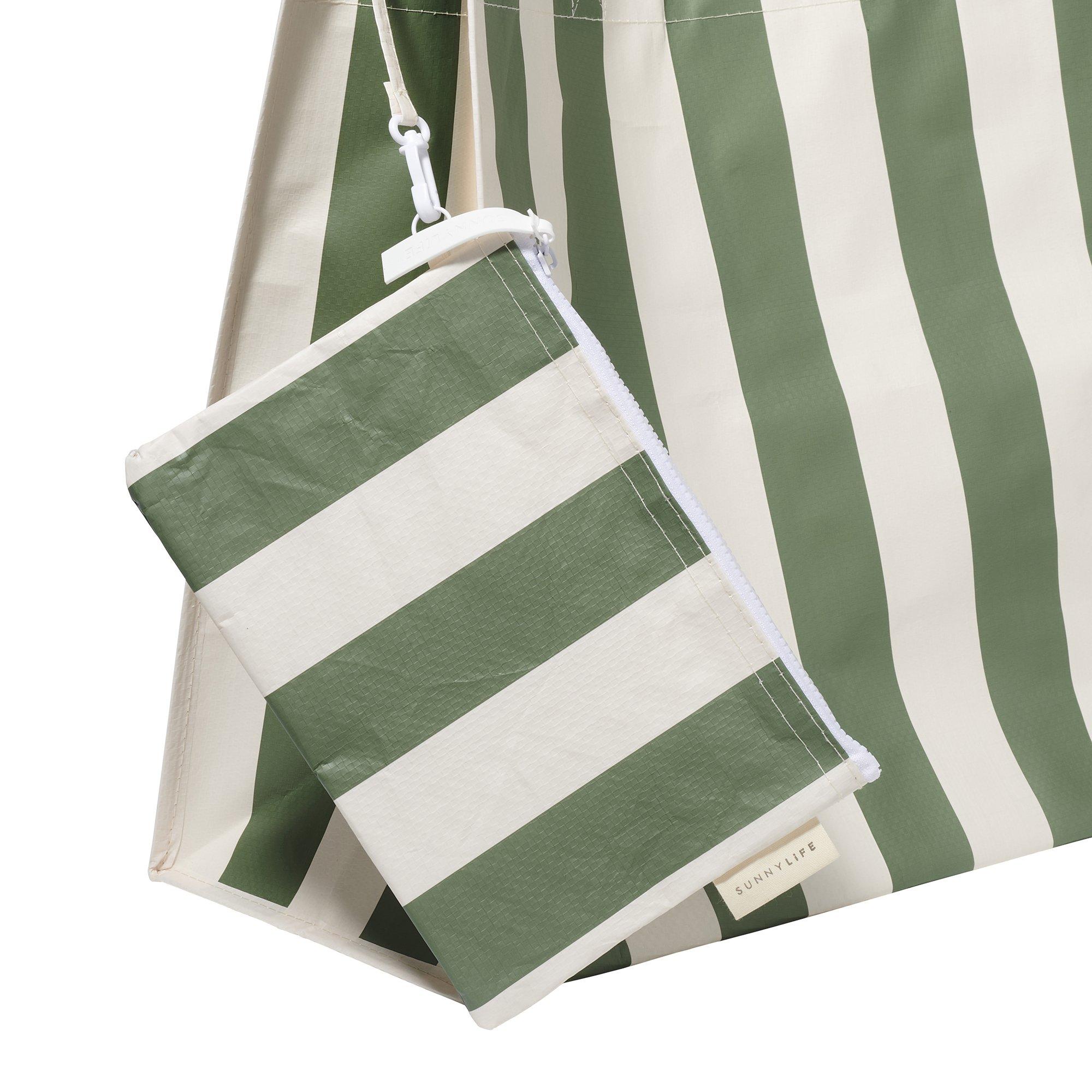 Carryall Beach Bag: Vacay Olive Stripe image number 2