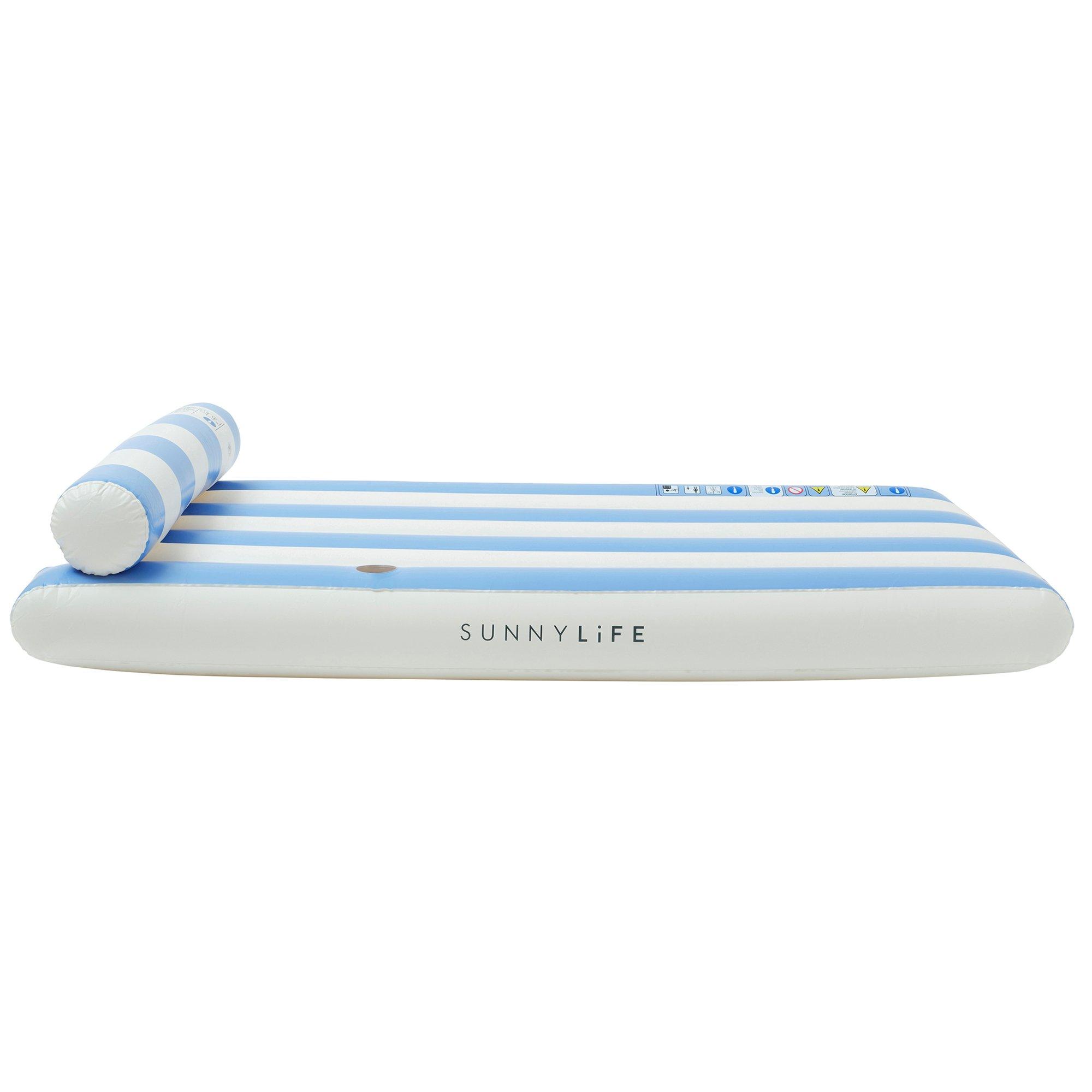 Luxe Lilo Pool Float: Blue Stripe image number 3