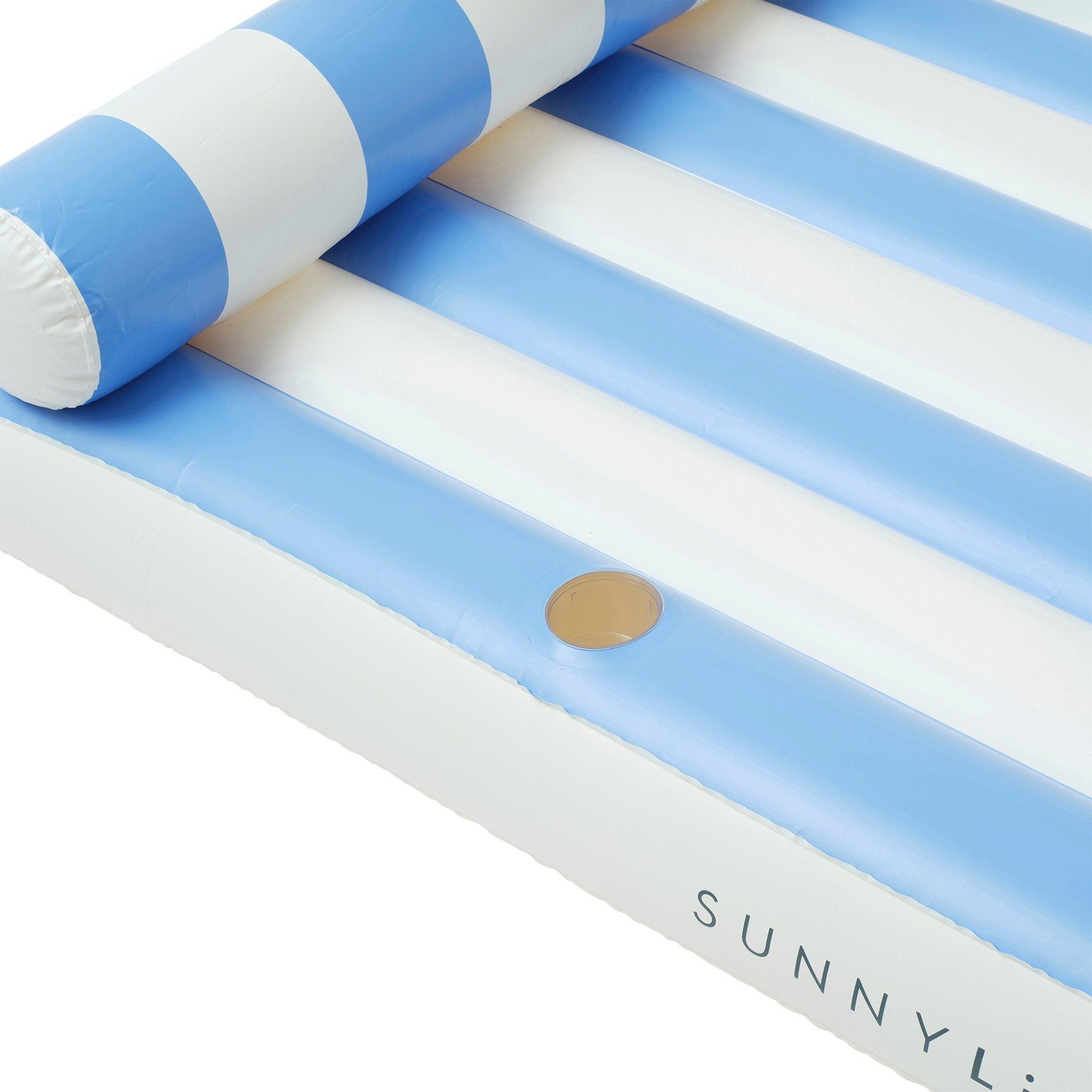 Luxe Lilo Pool Float: Blue Stripe image number 4