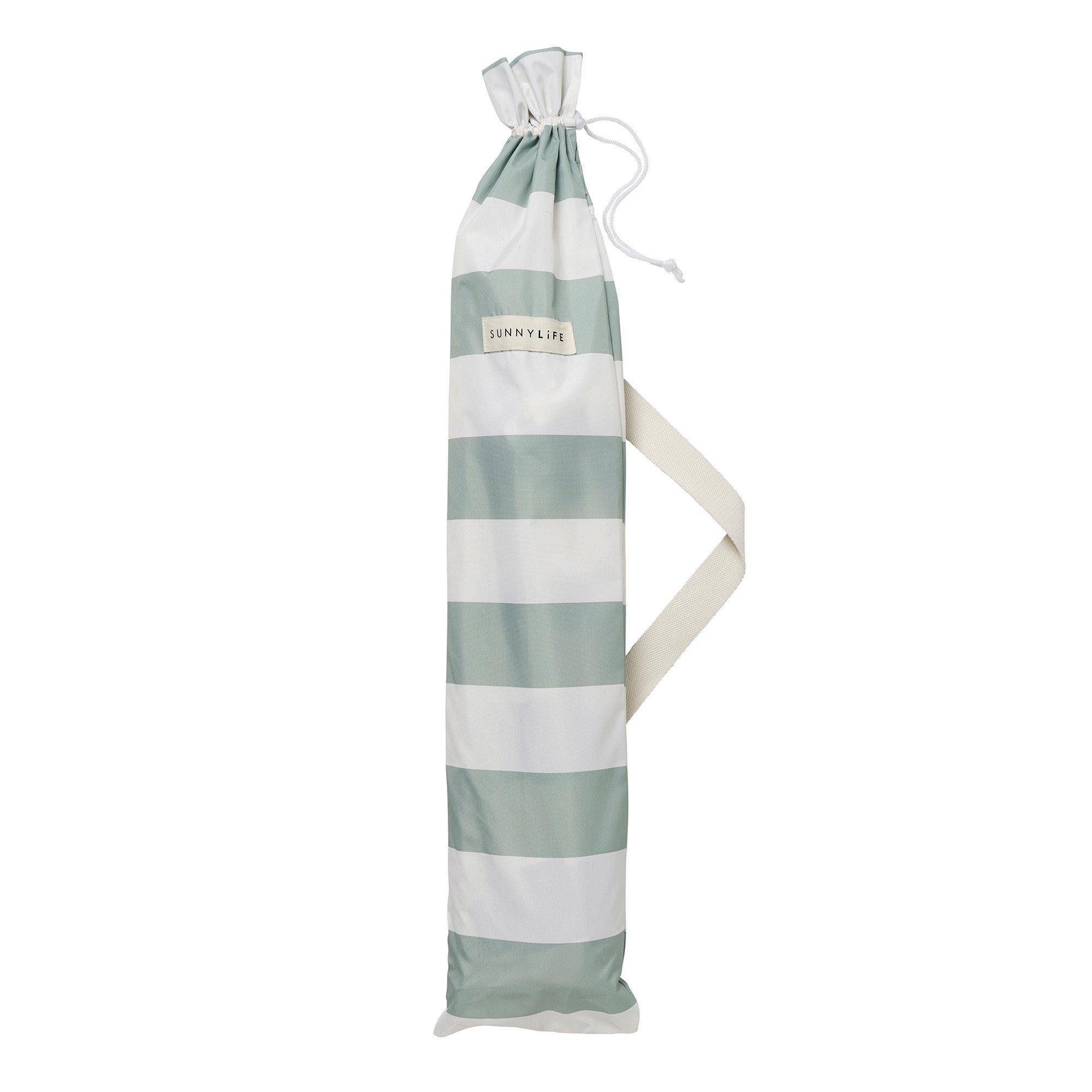 Compact Beach Umbrella: La Palma Sage Stripe image number 1