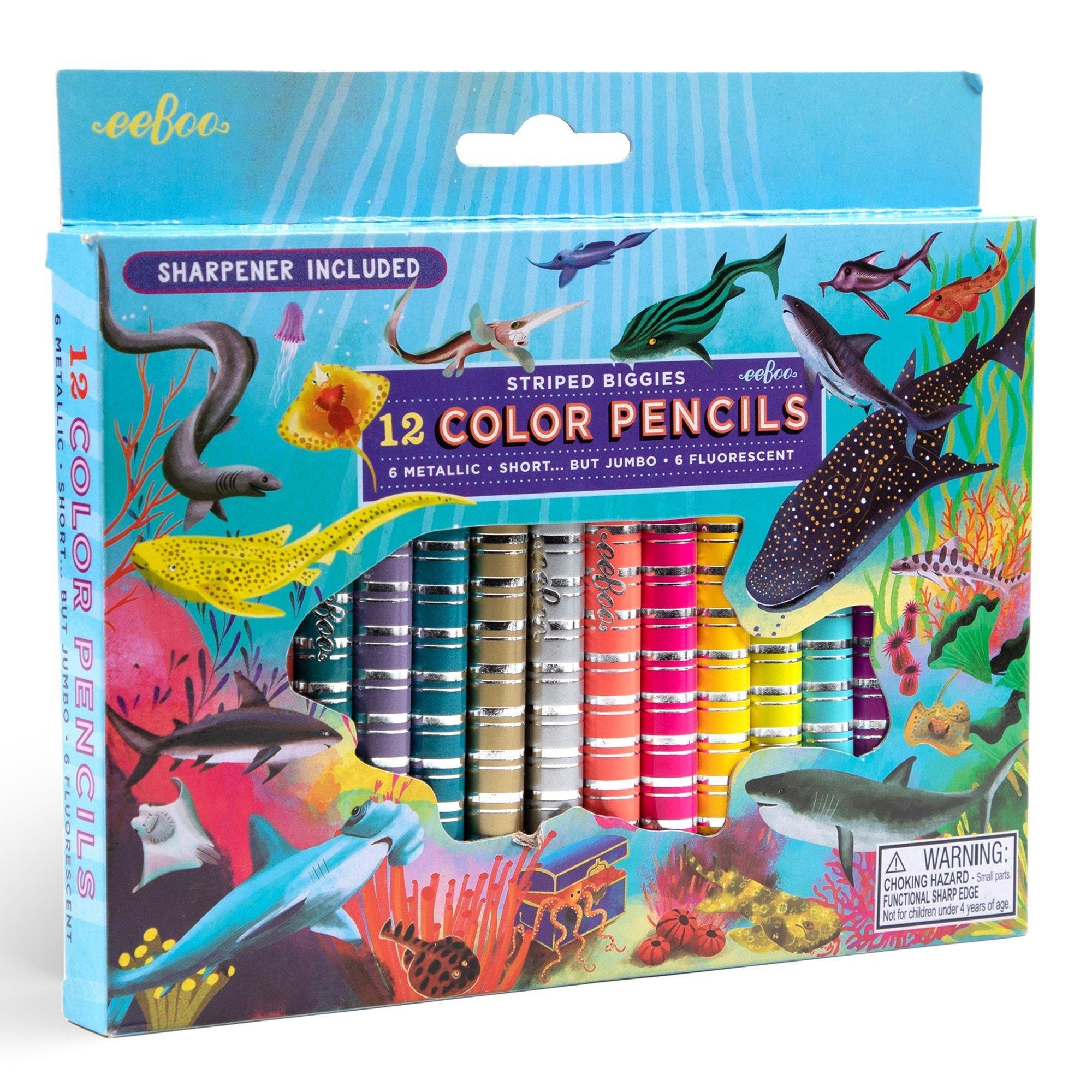Biggies Color Pencils: Shark Striped  - 12pc