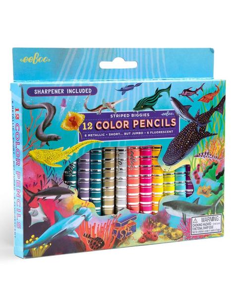 Biggies Color Pencils: Shark Striped - 12pc