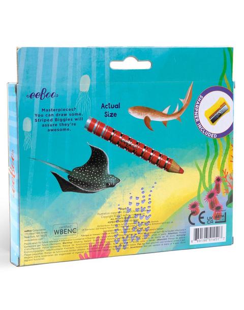 Biggies Color Pencils: Shark Striped - 12pc