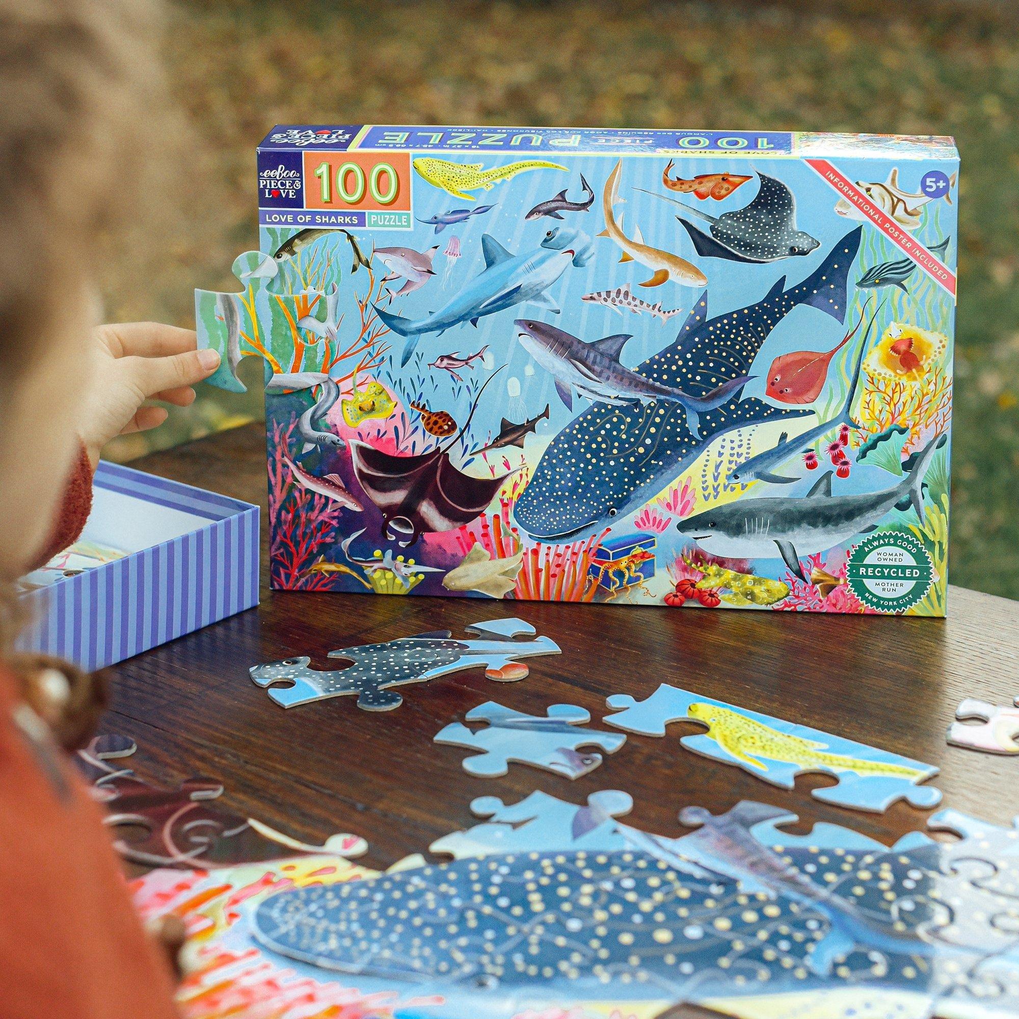 100 Piece Puzzle & Poster: Love Of Sharks image number 4