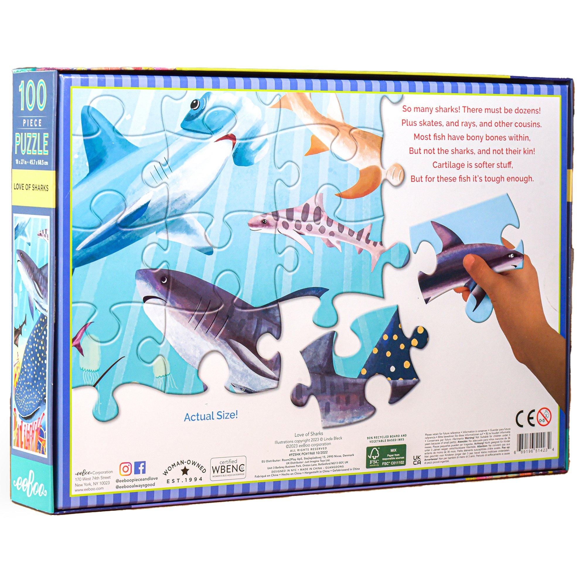 100 Piece Puzzle & Poster: Love Of Sharks image number 1