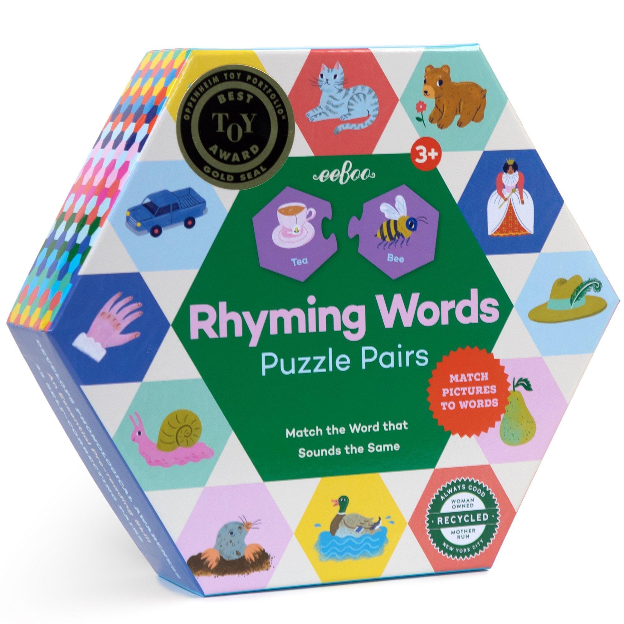 Hexagon Puzzle Pairs: Rhyming Words