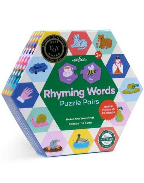 Hexagon Puzzle Pairs: Rhyming Words