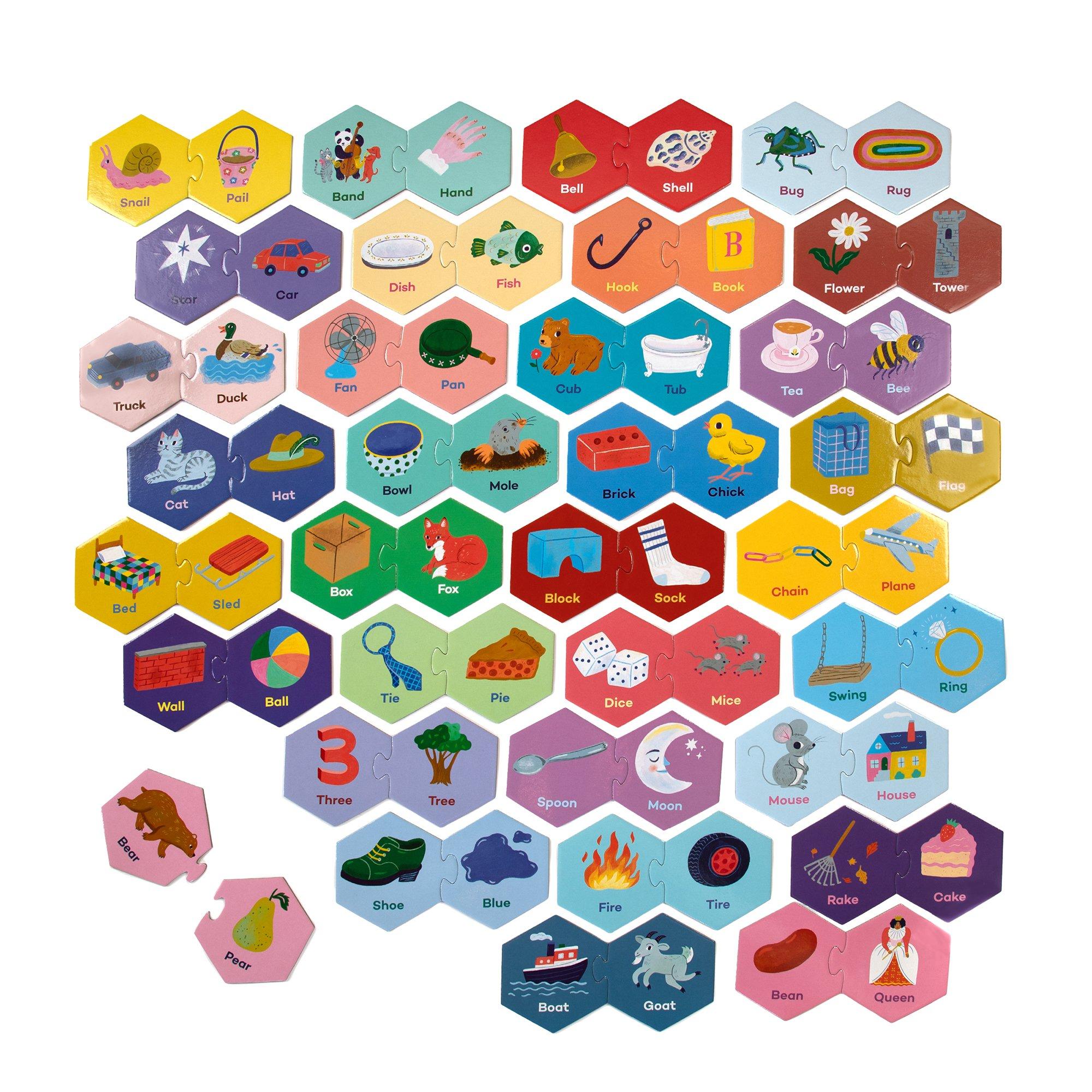 Hexagon Puzzle Pairs: Rhyming Words image number 2