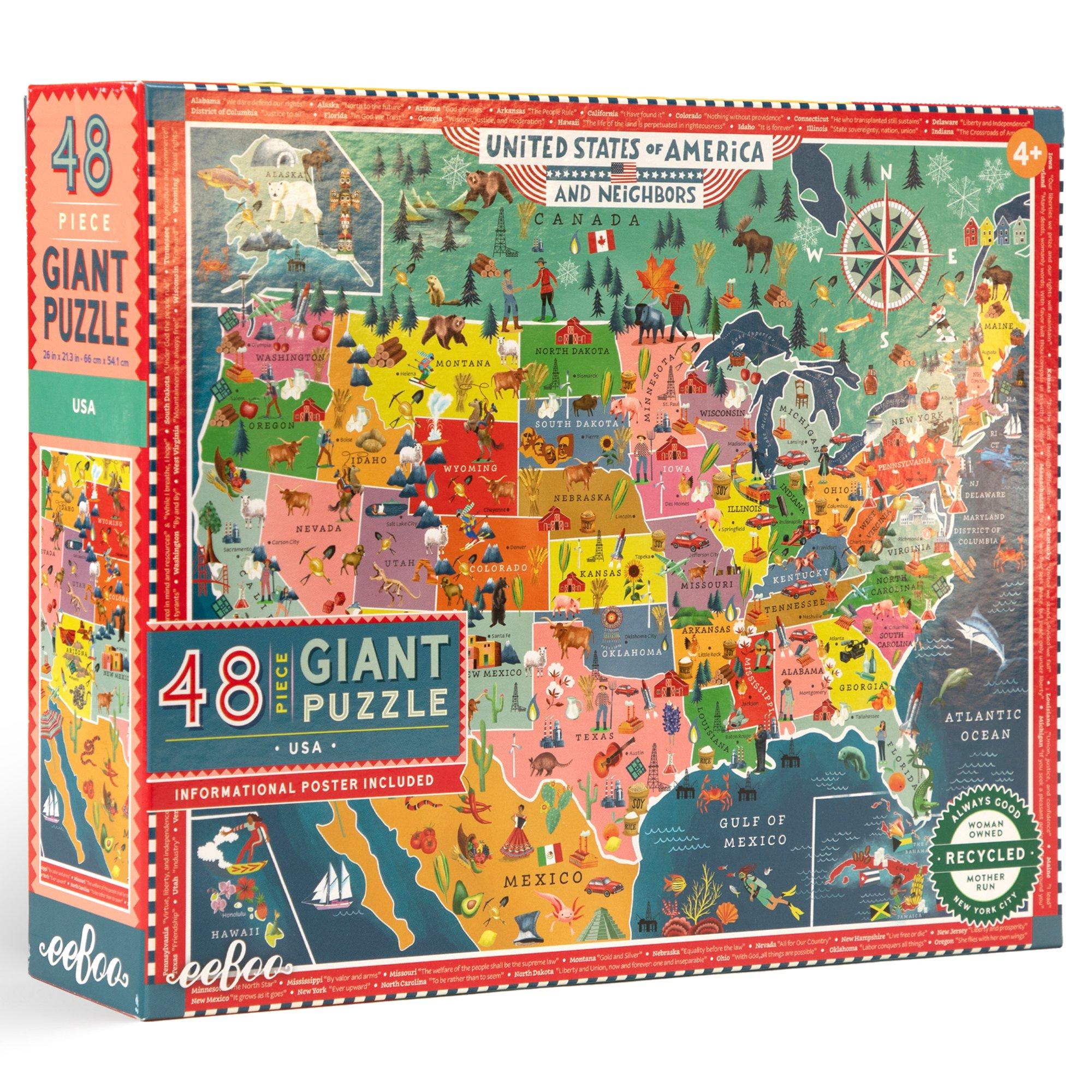 Giant Puzzle: USA Map - 48 Piece
