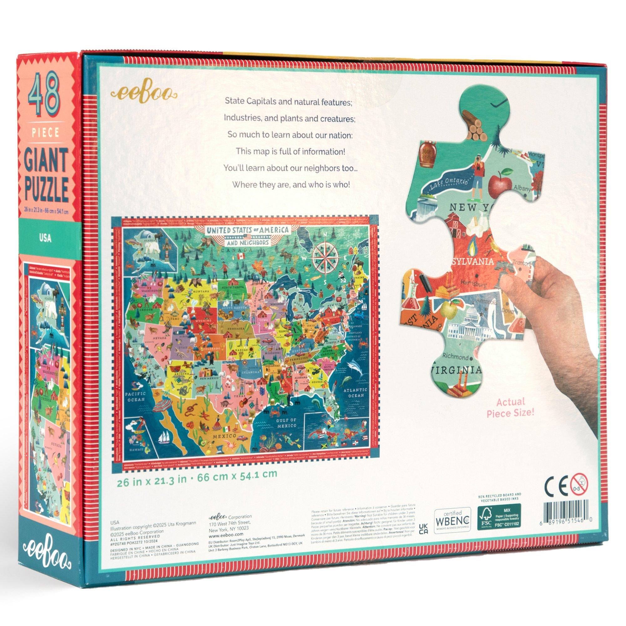 Giant Puzzle: USA Map - 48 Piece image number 1