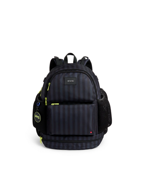 Shea Baseball Backpack | Black Grey Striped