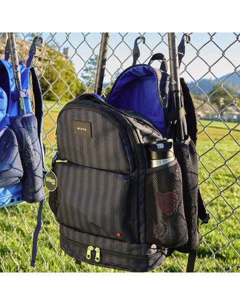 Shea Baseball Backpack | Black Grey Striped