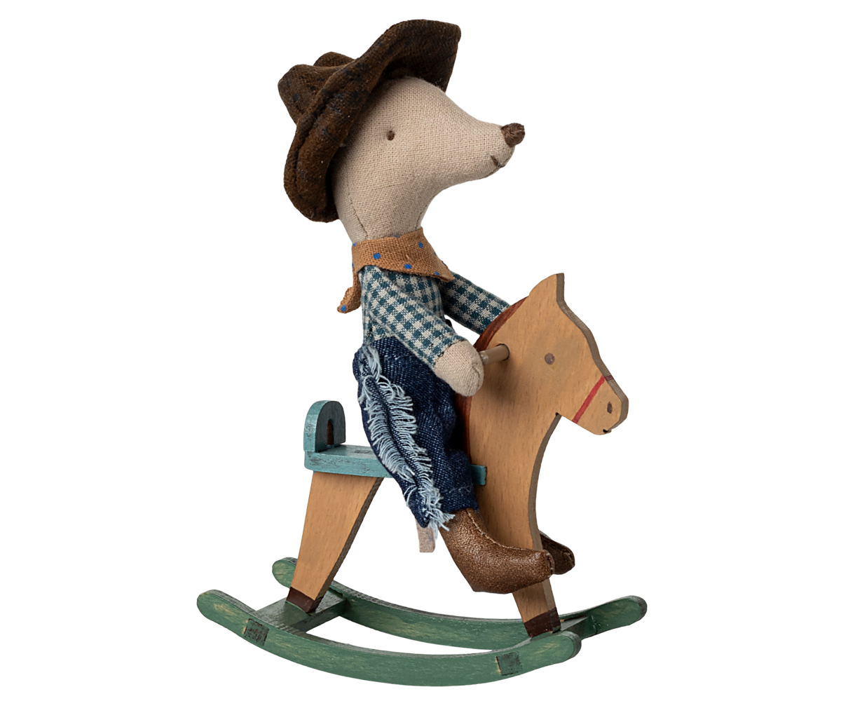 Little Brother Cowboy Mouse on Rocking Horse image number 2