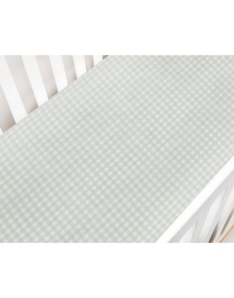 Picnic Gingham Crib Sheet- Green