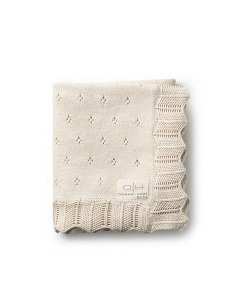 Scalloped Pointelle Baby Blanket Natural