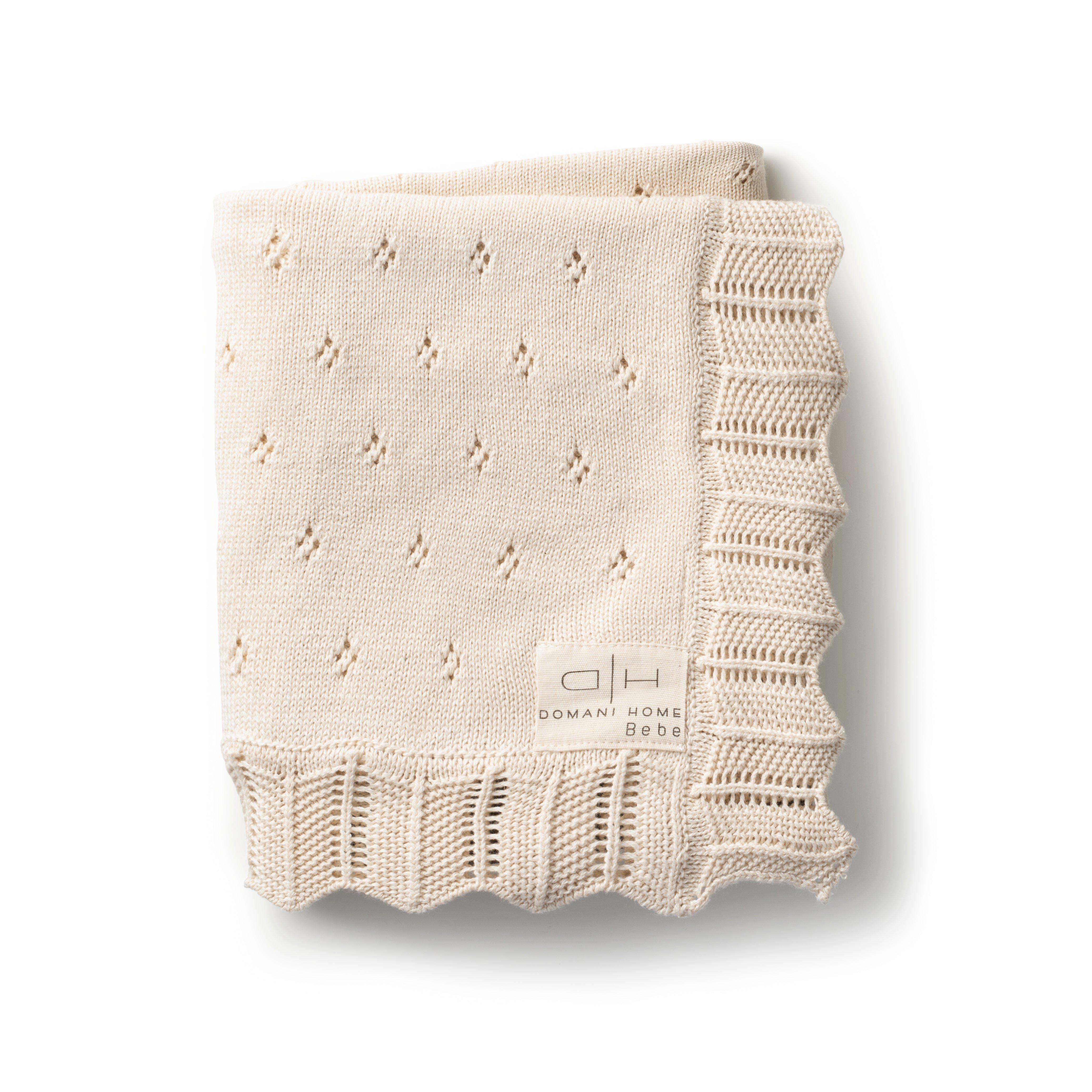 Scalloped Pointelle Baby Blanket Natural image number 3