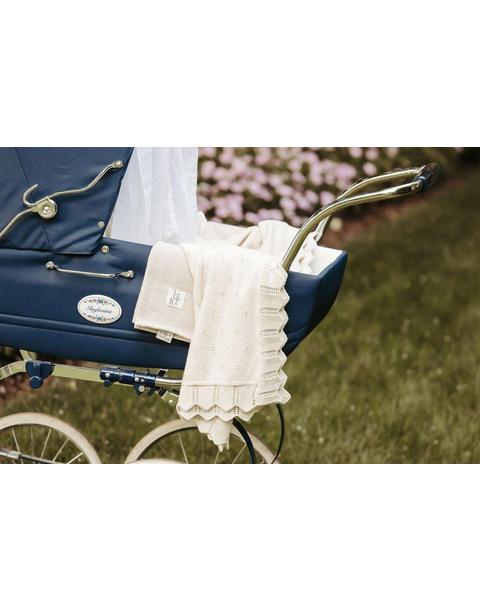Scalloped Pointelle Baby Blanket Natural