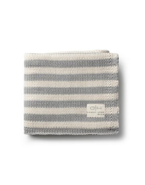 Iconic Stripe Knit Baby Blanket Grey