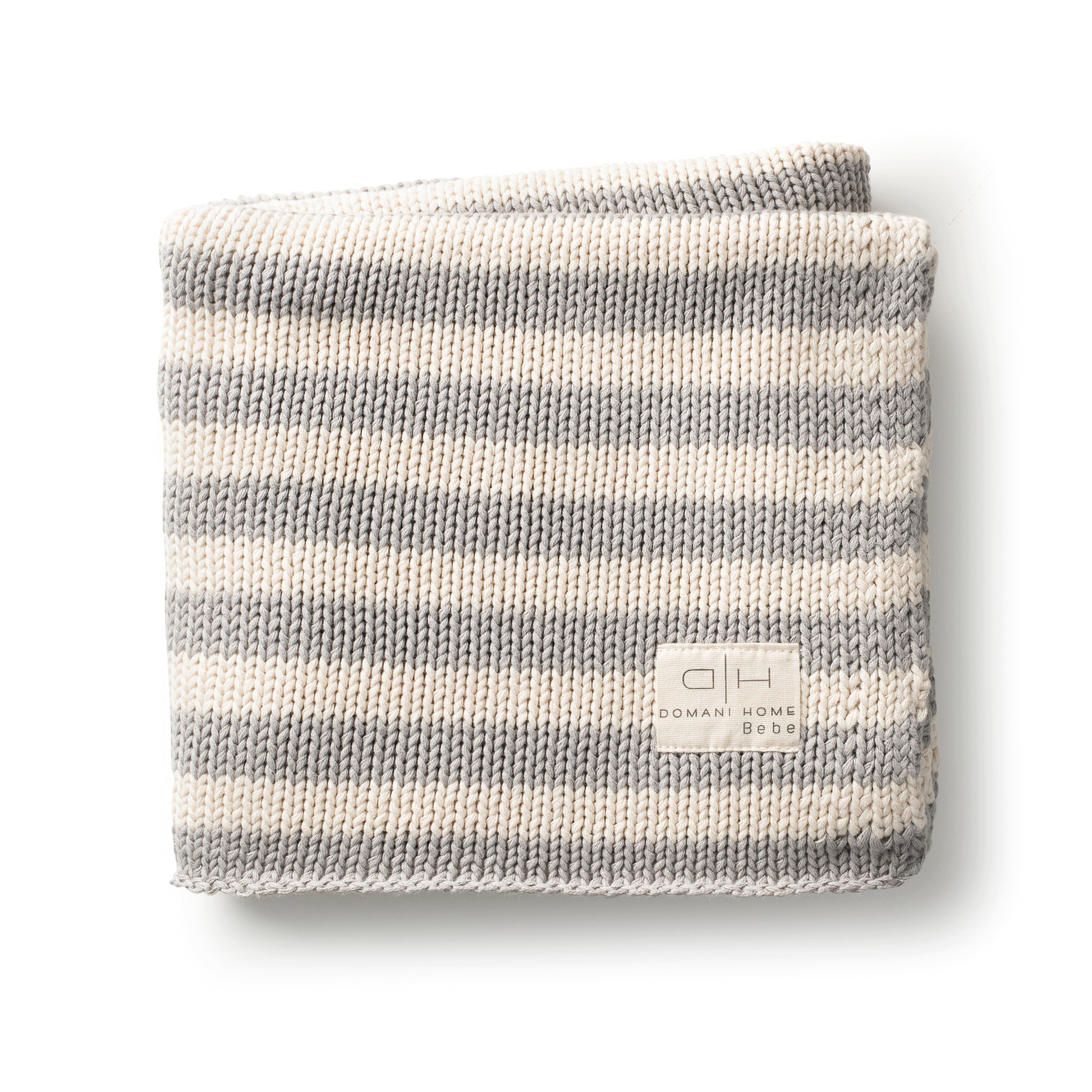 Iconic Stripe Knit Baby Blanket Grey image number 1