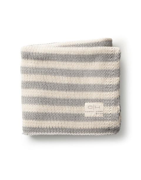 Iconic Stripe Knit Baby Blanket Grey