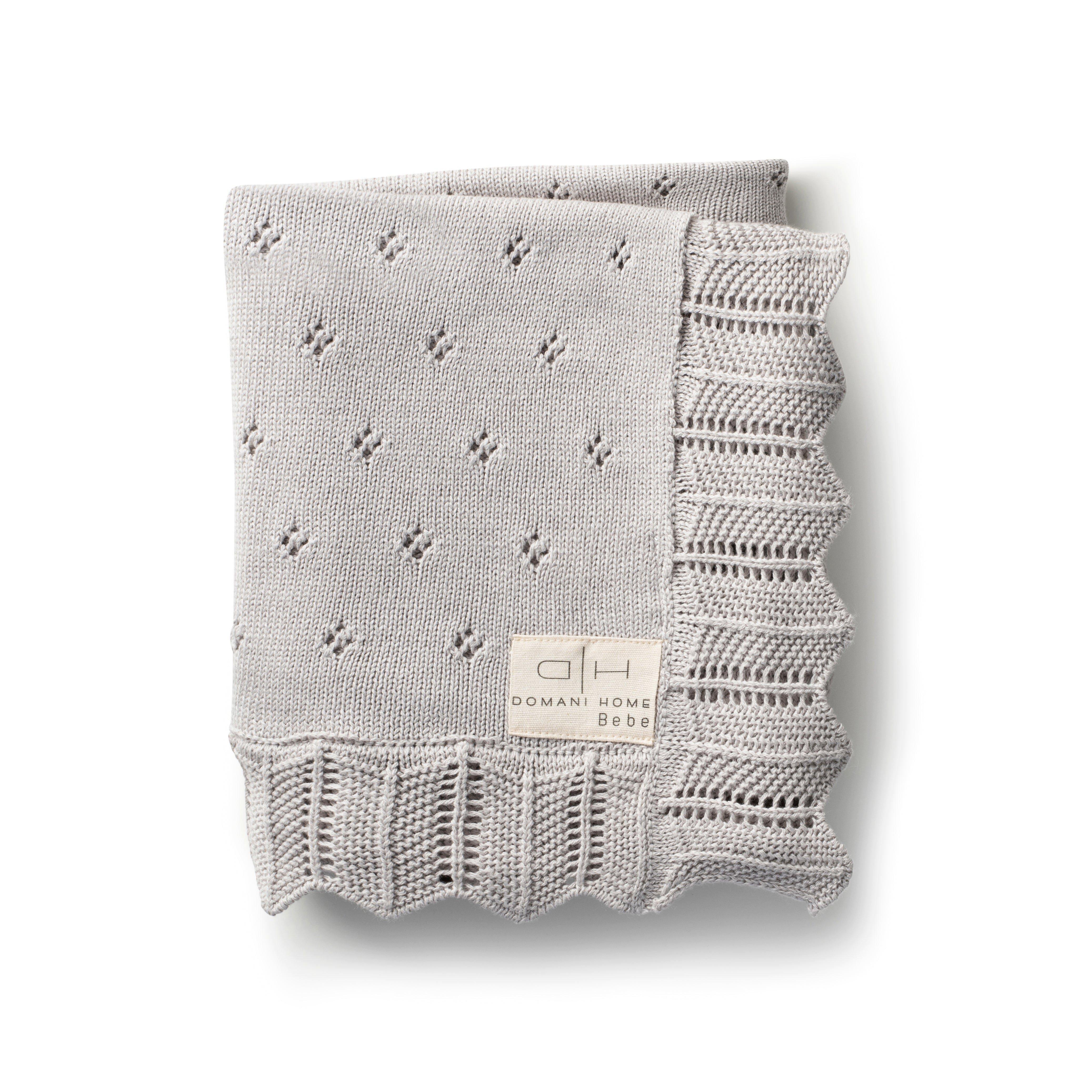 Scalloped Pointelle Baby Blanket Rice image number 2