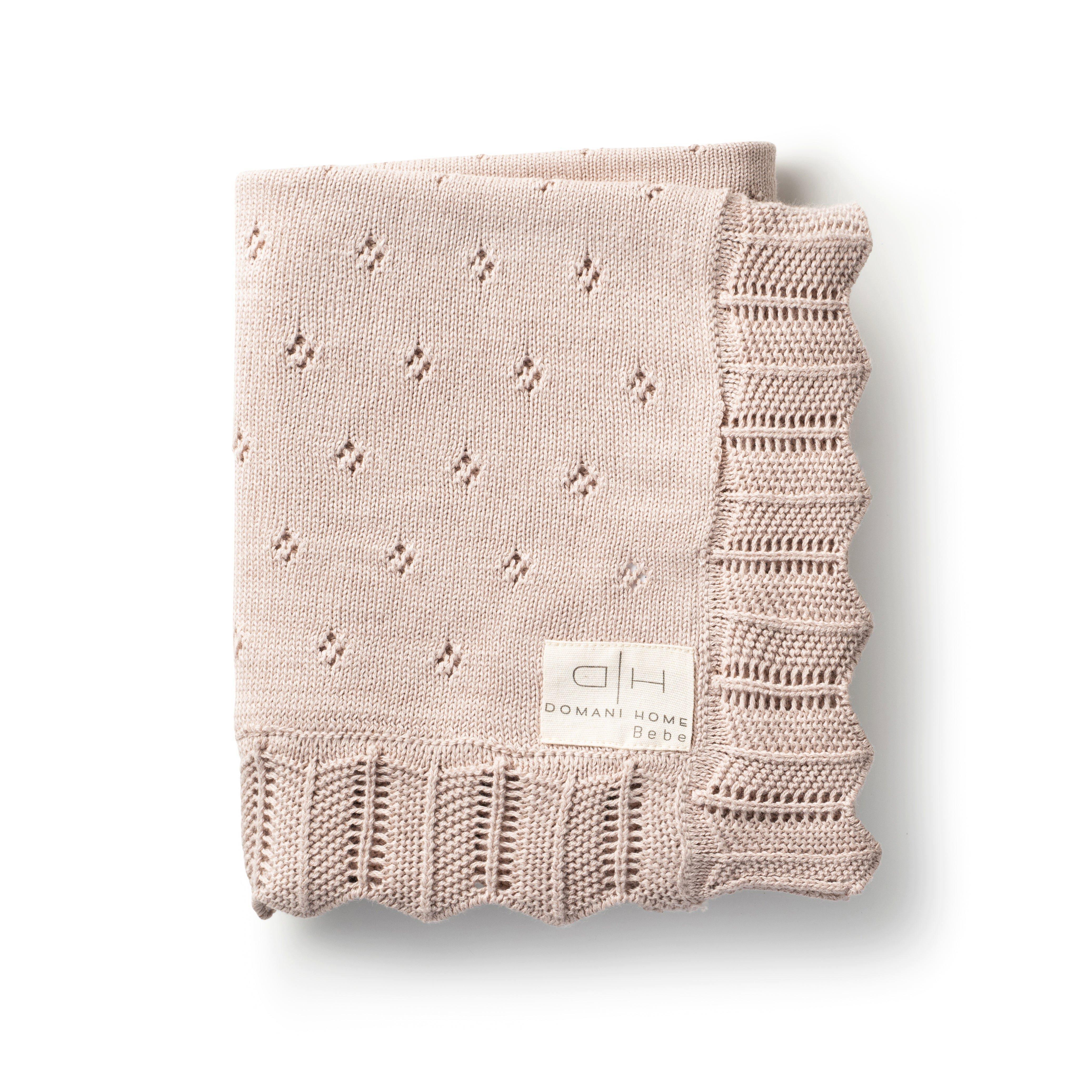 Scalloped Pointelle Baby Blanket Rice image number 1