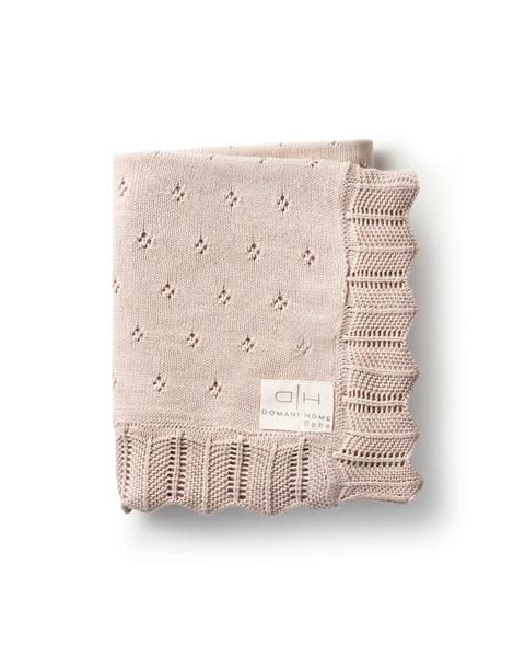 Scalloped Pointelle Baby Blanket Rice