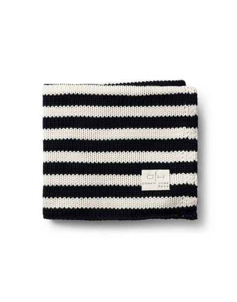 Iconic Stripe Knit Baby Blanket Black