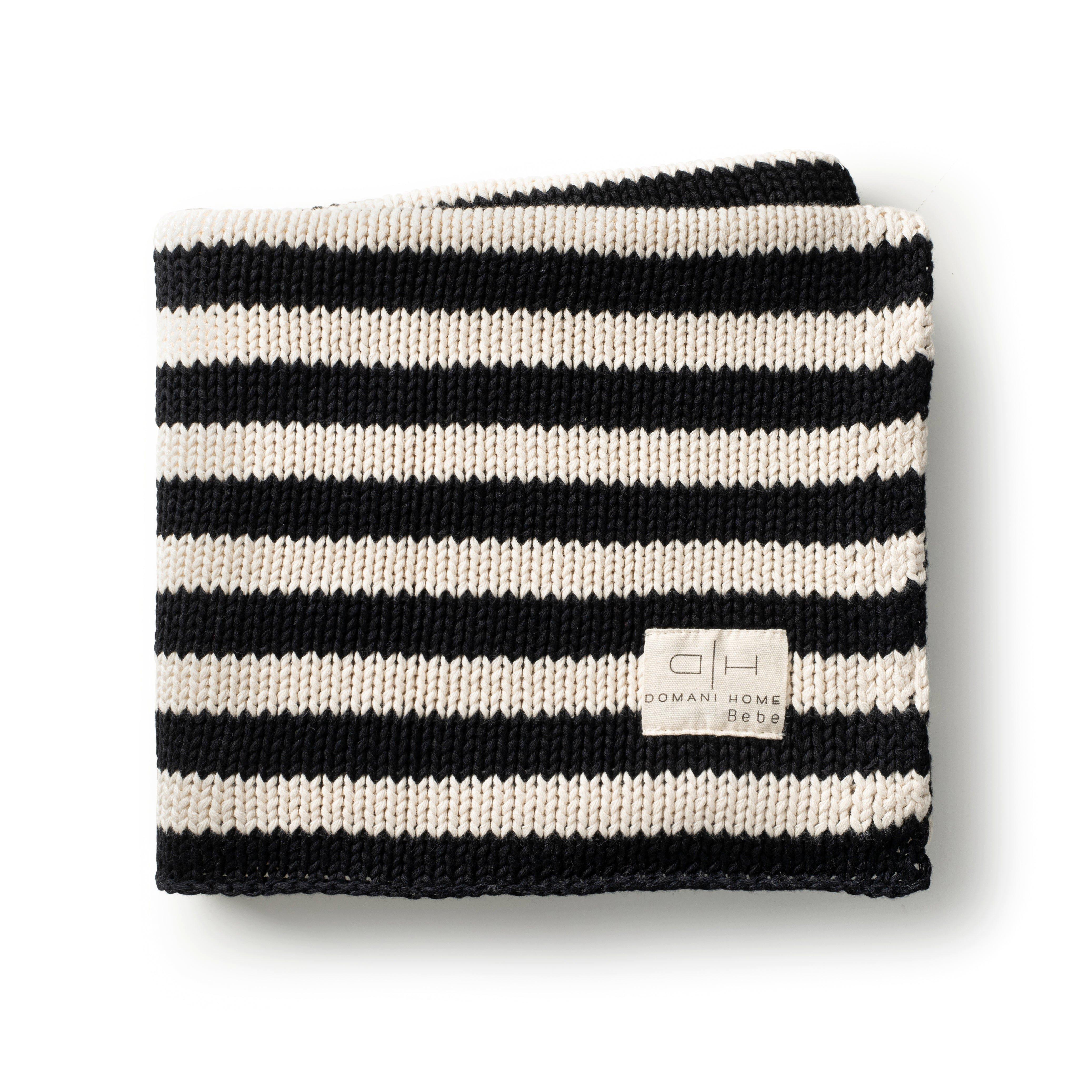 Iconic Stripe Knit Baby Blanket Black image number 1