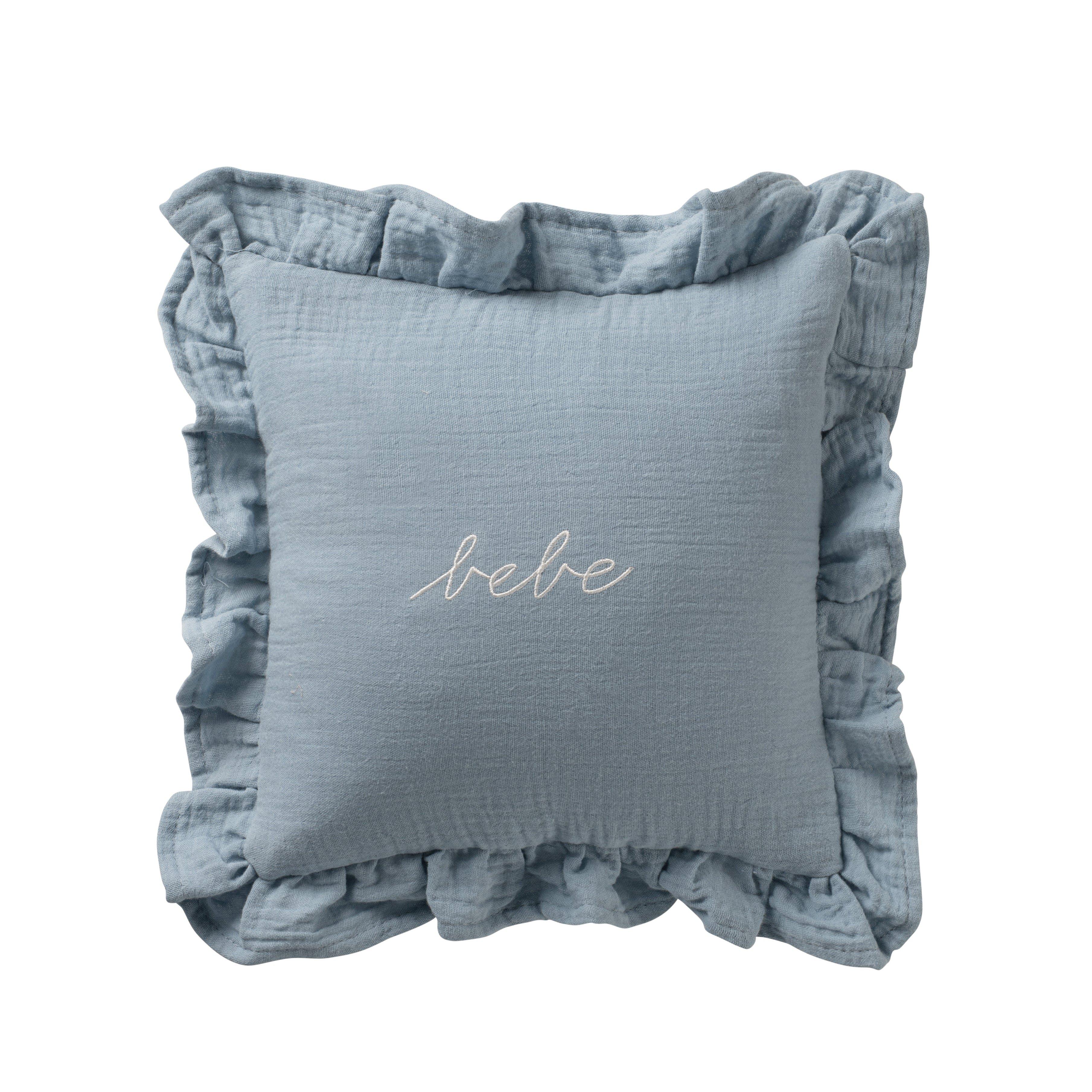 Blue Gauze Bebe Ruffle Accent Pillow Sham
