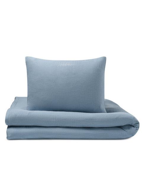 Gauze 3 Piece Blue Crib Set in Pouch