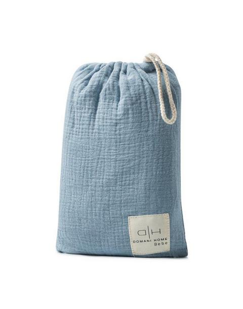 Gauze 3 Piece Blue Crib Set in Pouch
