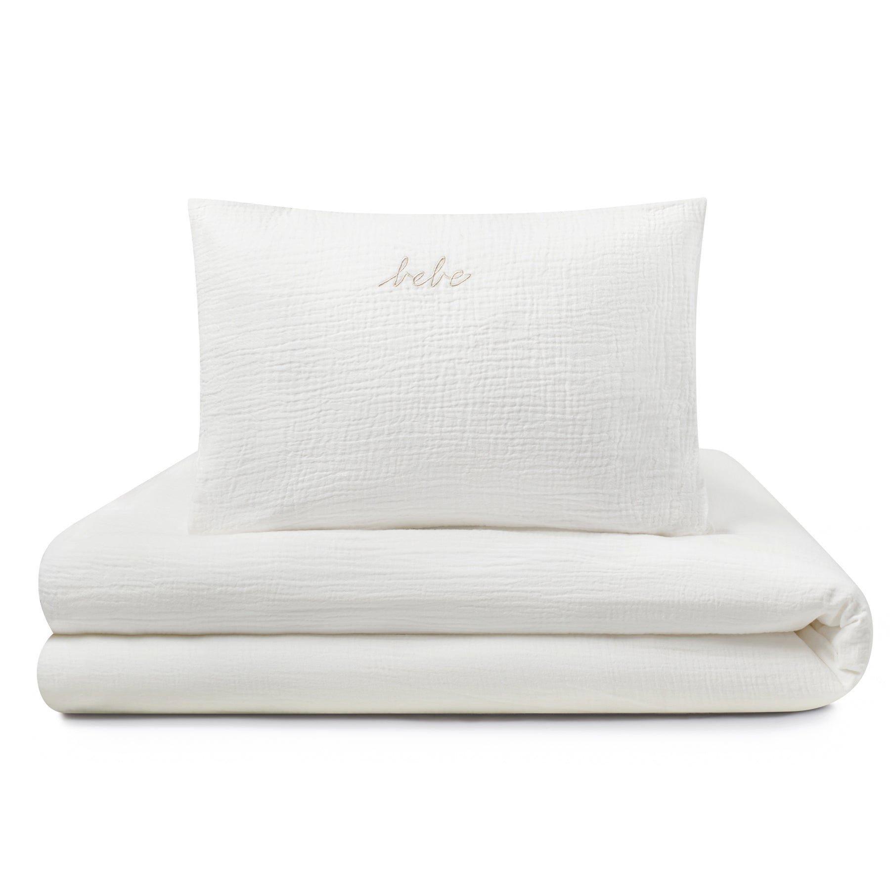 Gauze 3 Piece White Crib Set in Pouch