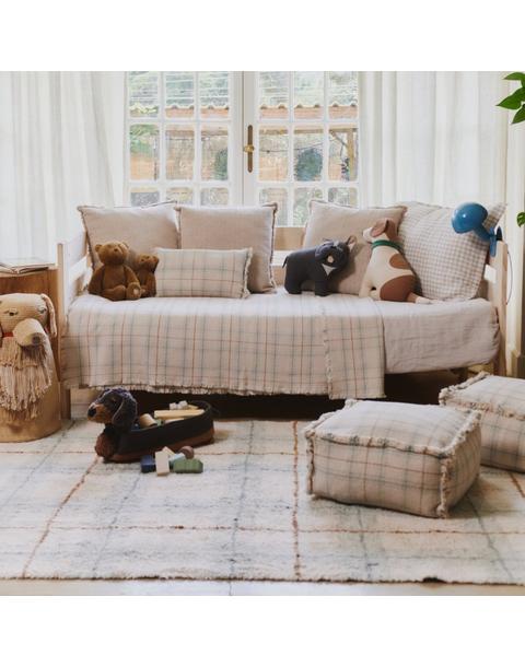 Handloom Kid Bed Throw Tartan Blue Sage