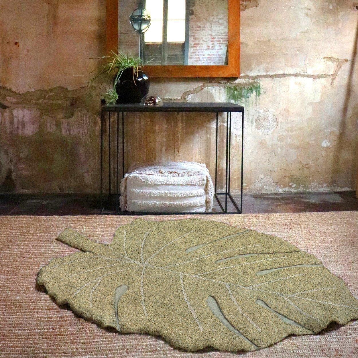 Washable Rug Monstera Olive