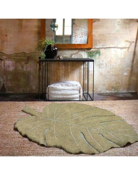 Washable Rug Monstera Olive