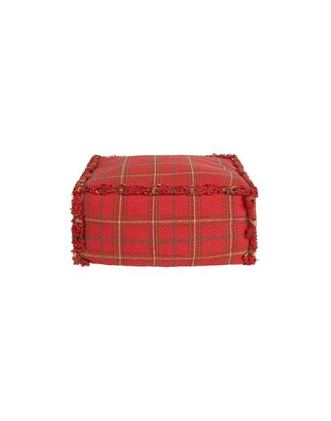 Handloom Pouf Mapple Red