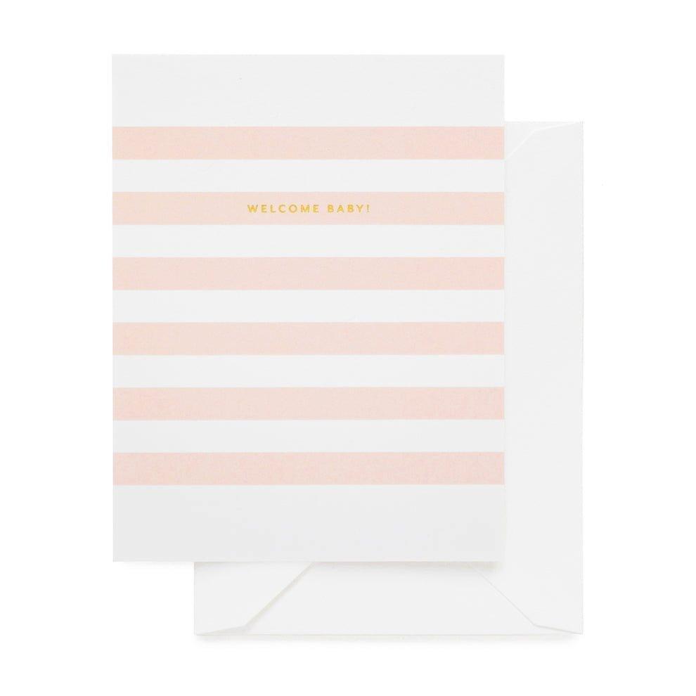 Pink Stripe Baby Card