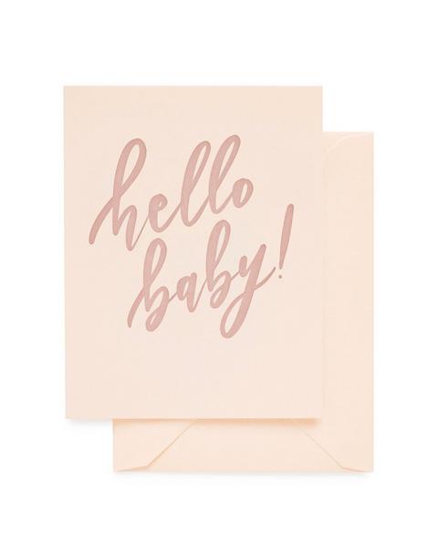 Hello Baby Pink Baby Greeting Card