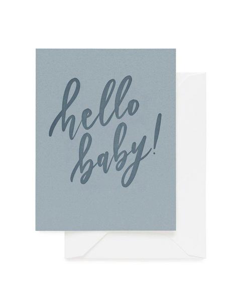 Hello Baby Blue Baby Greeting Card