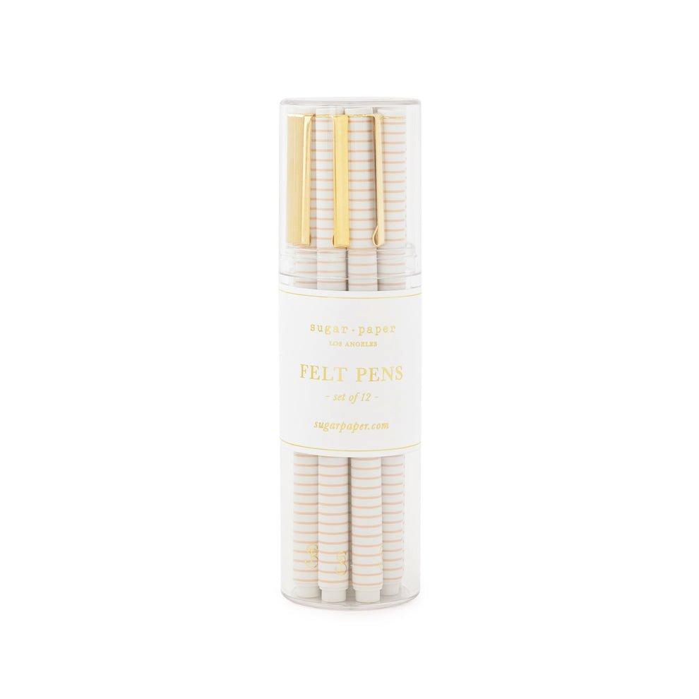 Rose Stripe Bulk Felt Pen Set (Set of 12)