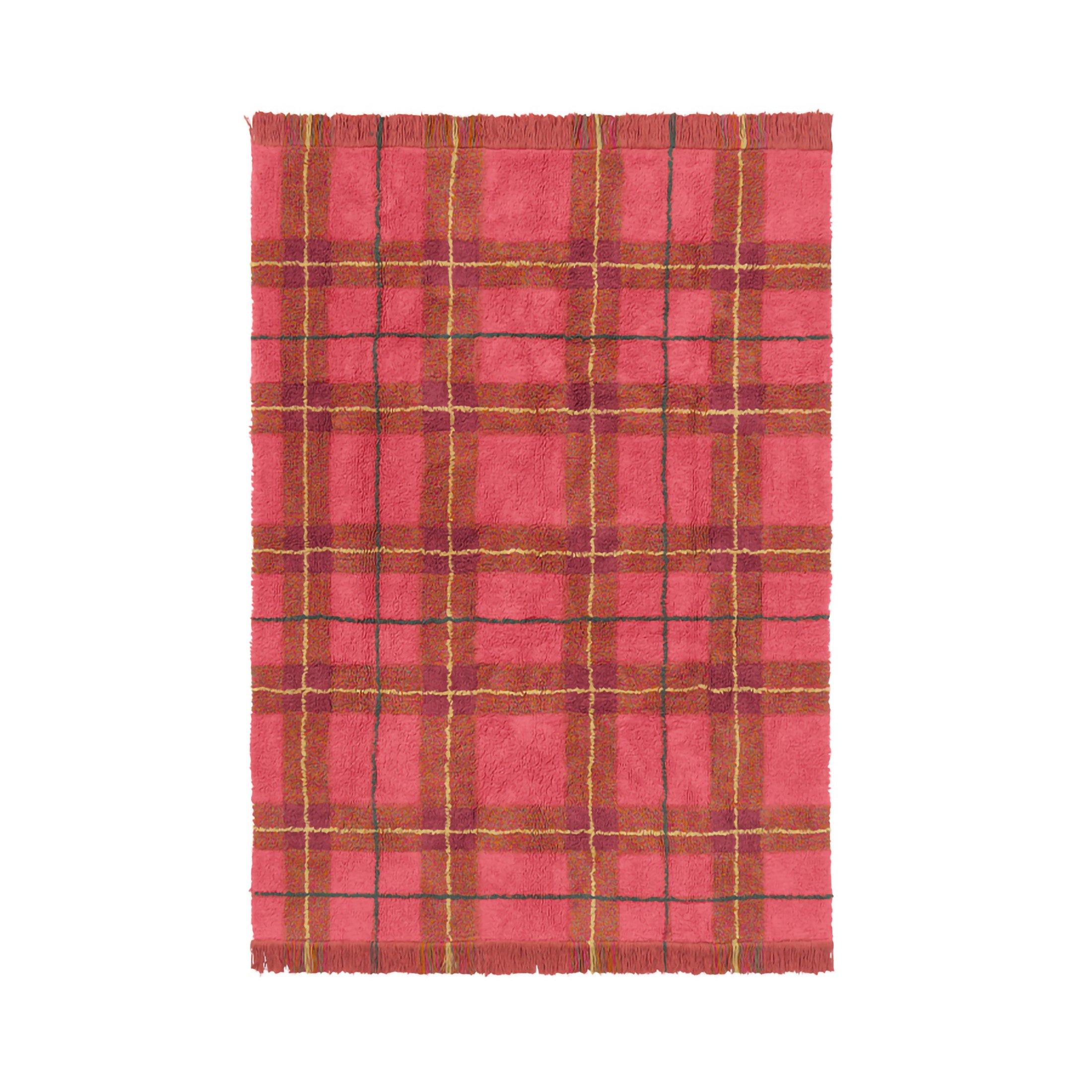 Washable Rug Tartan Vintage Red