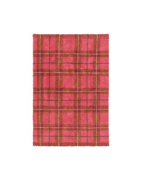 Washable Rug Tartan Vintage Red