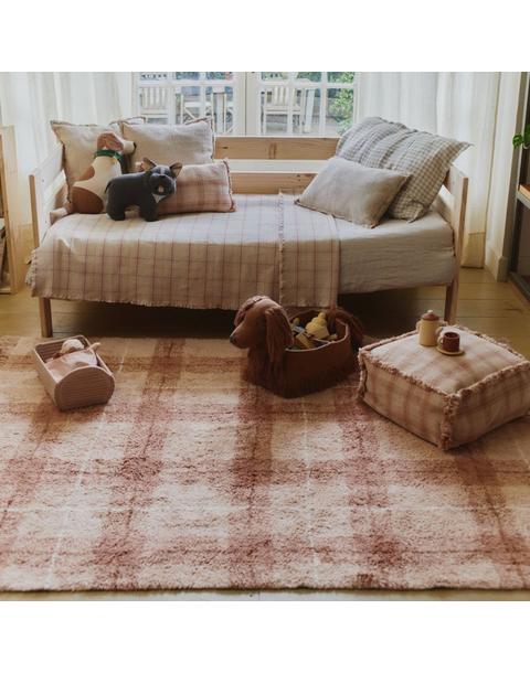 Washable Rug Tartan Rose